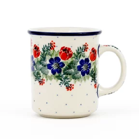 Kubek ceramiczny 236 0,3l <br>1535X Czerwony wianuszek Bolesławiec